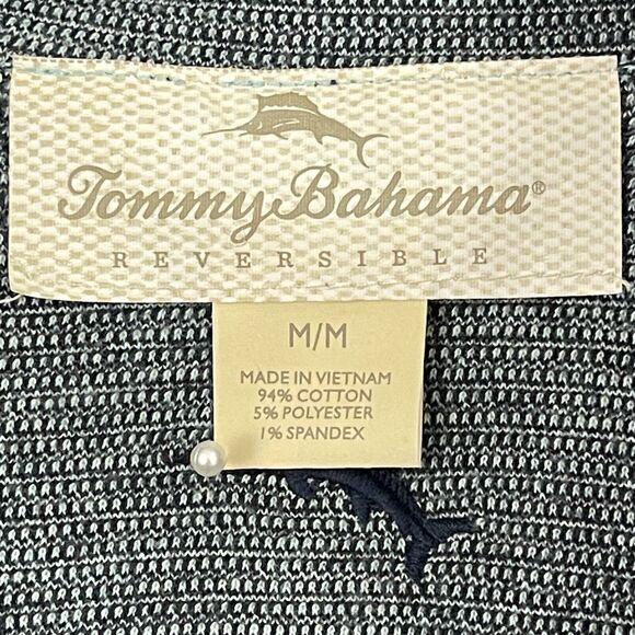 Tommy Bahama 1/4 Zip Sweater Mens M Blue Gray Reversible Pullover Embroidered - Picture 2 of 12